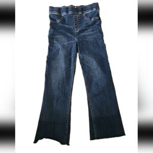 Spanx Womens Dark Wash Flare Raw Hem Jean M